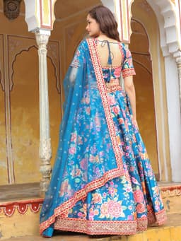 Blue Floral Bridesmaid Lehenga