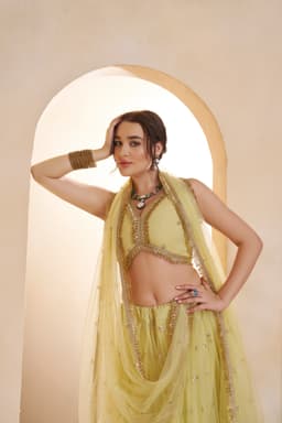 Yellow Designer Sequins Lehenga Choli
