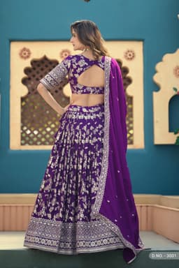 Purple Wedding Reception Lehenga Choli for Women