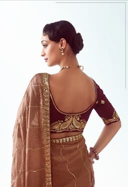Mocha Brown Designer Wedding Saree