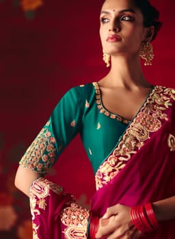 Rani Pink Wedding Festive Designer Saree