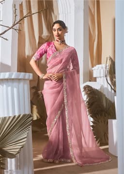 Premium Pink Designer Saree for Wedding Reception & Party Wear