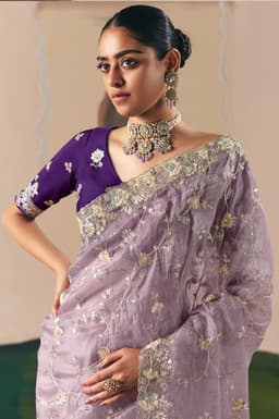 Lavender Designer Saree with Stone Work