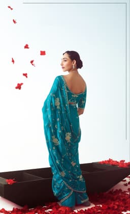 Teal Blue Designer Wedding Saree