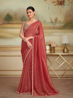 Dusty Rose Shining Georgette Wedding Saree