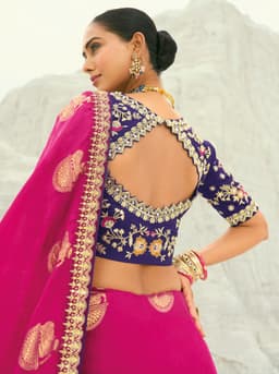 Rani Pink Organza Bridal Saree with Luxury Handwork
