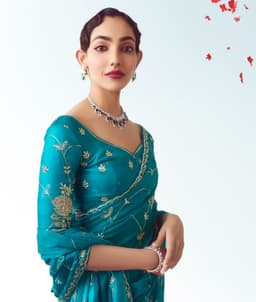Teal Blue Designer Wedding Saree
