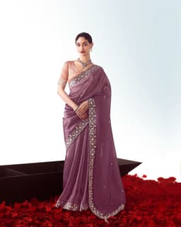 Dusty Mauve Reception & Wedding Guest Designer Saree