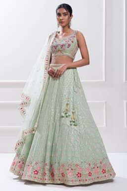 Pista Green Bridesmaid Designer Lehenga