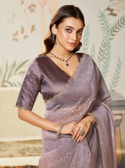 Lavender Swarovski Party Wear Saree