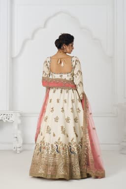 Silk Ivory Peacock Bridal Lehenga