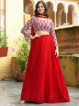 Red Bridesmaid Georgette Lehenga Choli