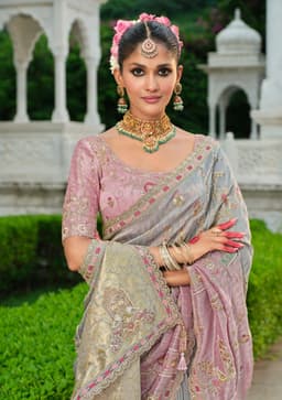 Pastel Pink Designer Saree for Wedding Wear