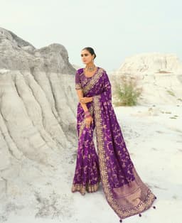 Luxury Purple Dola Viscose Designer Saree