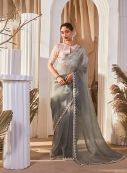 Grey Designer Saree for Wedding & Party Wear