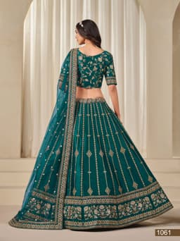 Teal Wedding Wear Lehenga