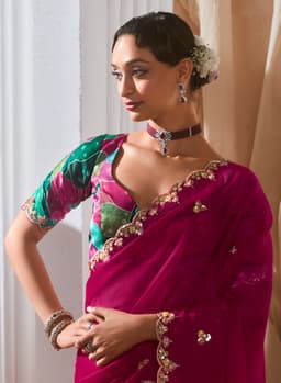 Luxury Wine Designer Saree for Wedding & Reception Wear
