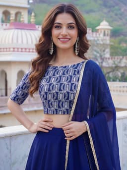 Royal Blue Georgette Lehenga