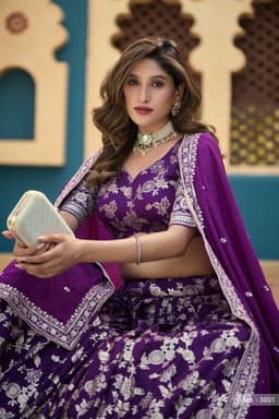 Purple Wedding Reception Lehenga Choli for Women