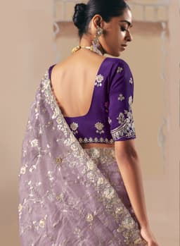 Lavender Designer Saree with Stone Work