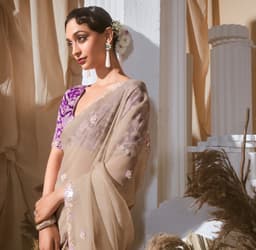 Beige Fancy Designer Saree for Wedding & Festive Wear