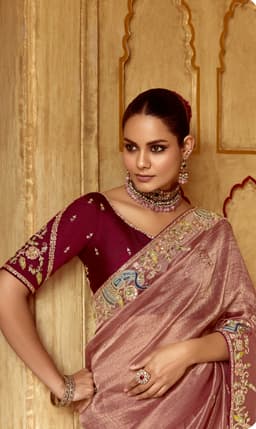 Mauve Festive Embroidery Saree