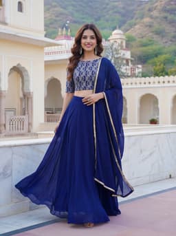 Royal Blue Georgette Lehenga