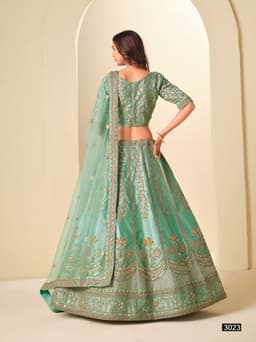 Sea Green Art Silk Lehenga