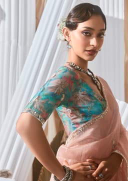 Dusty Rose Fancy Lace Work Saree for Women