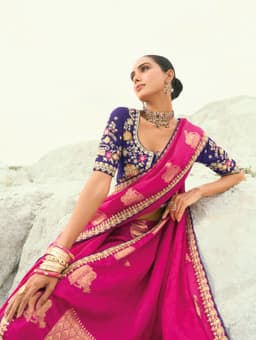 Rani Pink Organza Bridal Saree with Luxury Handwork