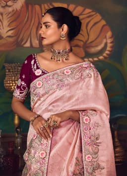 Blush Pink Silk Designer Saree