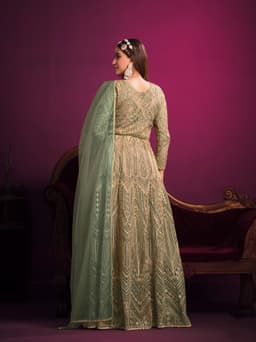 Floor-length anarkali suit party wear with stylish ethnic detailing