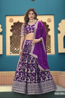 Purple Wedding Reception Lehenga Choli for Women