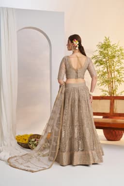 Taupe Wedding Wear Lehenga
