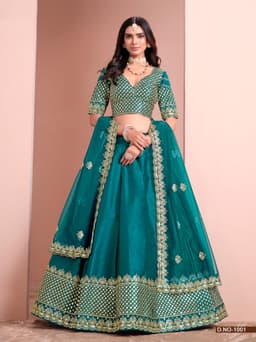 Teal Blue Festive Lehenga