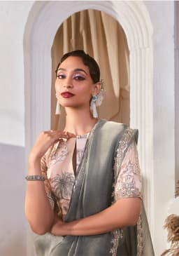 Grey Designer Saree for Wedding & Party Wear