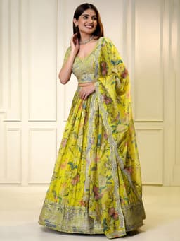 Sunshine Yellow Organza Lehenga