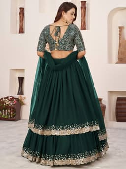 Emerald Green Georgette Lehenga
