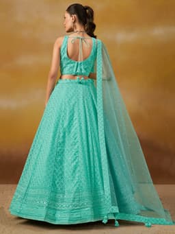 Sky Blue Georgette Bridesmaid Lehenga