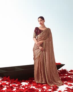 Mocha Brown Designer Wedding Saree