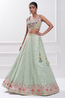 Pista Green Bridesmaid Designer Lehenga