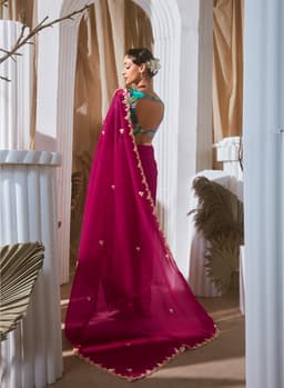 Luxury Wine Designer Saree for Wedding & Reception Wear