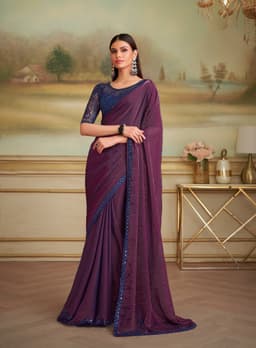 Purple Shining Georgette Party Wear Saree