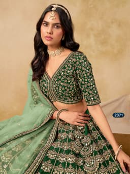Emerald Green Art Silk Bridal Lehenga Choli