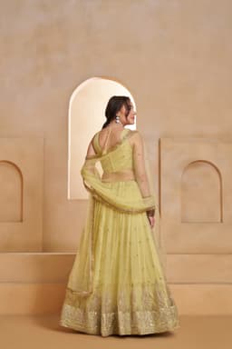 Yellow Designer Sequins Lehenga Choli