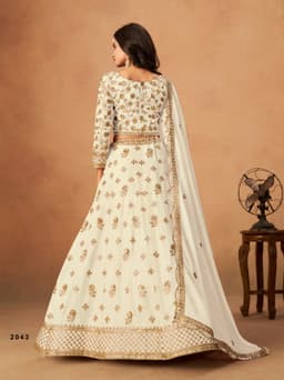 Ivory Organza Embroidered Lehenga Choli
