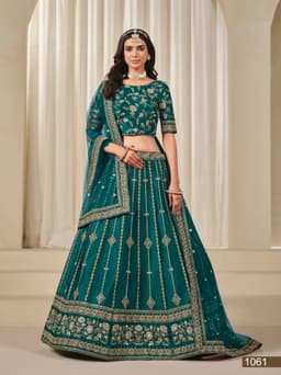Teal Wedding Wear Lehenga