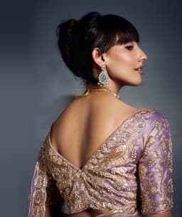 Lavender Tissue Organza Saree for Wedding Wear