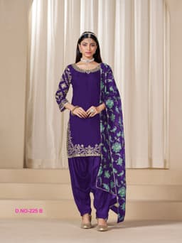 Purple Silk Patiala Suit Set