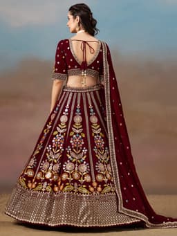 Maroon Bridesmaid Lehenga with Floral Embroidery